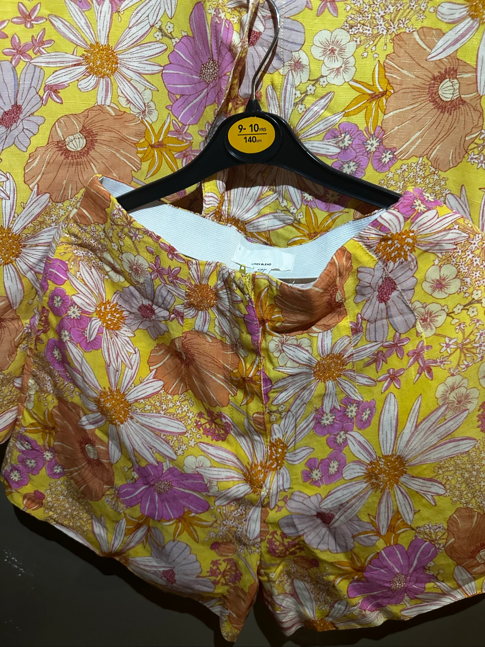 H&M Linnen Bloemen Geel/Roze (Overhemd + Short) Maat S-nieuw met etiket – photo 3